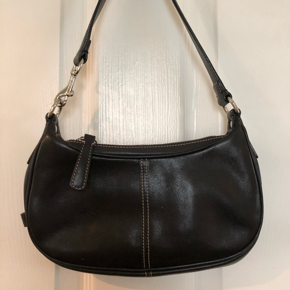 Coach black leather satchel EUC
